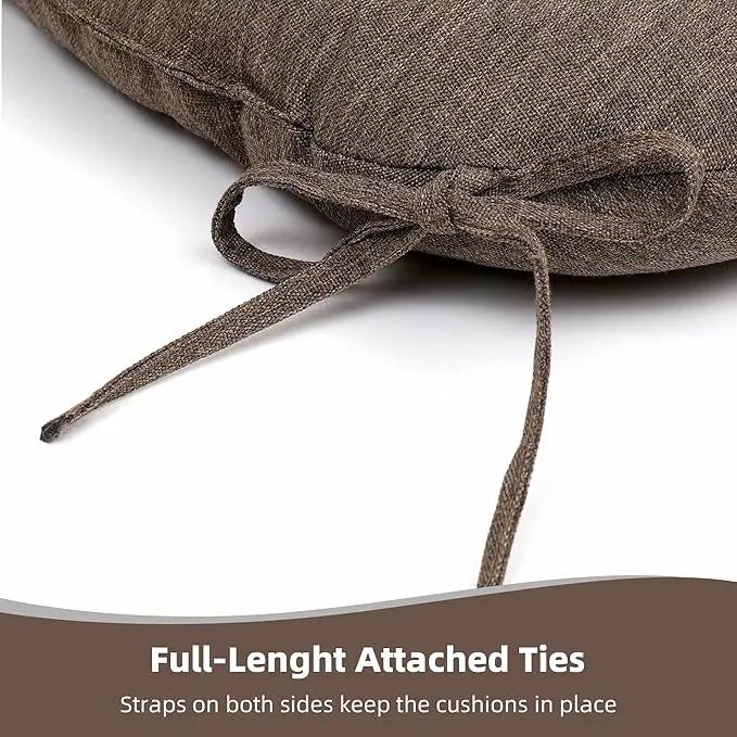 RACE LEAF 19" x 19" Patio Chair Seat Pads Brown - Outdoor/Indoor Patio Cushions Set of 2 - Replacement Cushions for Chairs and Seating - Olefin Seat Pads for Porch, Deck, and Garden Seats by GreenHaven Gardens