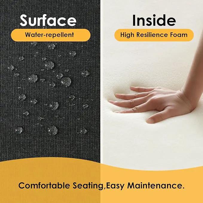 Outdoor Sunbrella Square Corner Seat Cushion, 18.5"x16"x3", Set of 4, Non Slip Seat Cushion Pads with Removable Cover for Patio Furniture, Garden Yard Lawn, Spectrum Carbon by GreenHaven Gardens