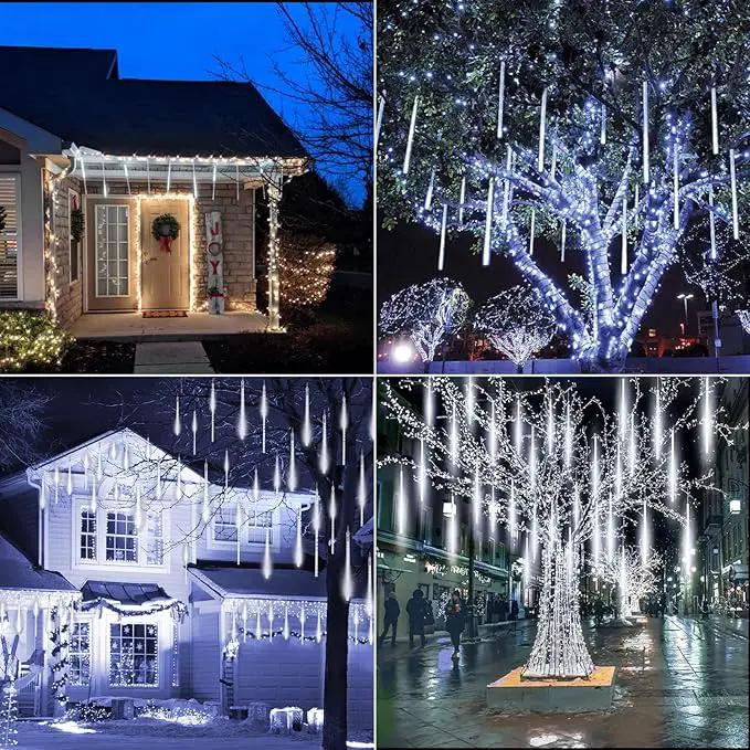 Solar Christmas Lights Outdoor Waterproof, Meteor Shower Lights Solar Powered, 16 Inches 8 Tube 288 LED Solar Icicle Tree Lights for Tree Bushes Holiday Parties Christmas Patio Decor, Pure White by GreenHaven Gardens