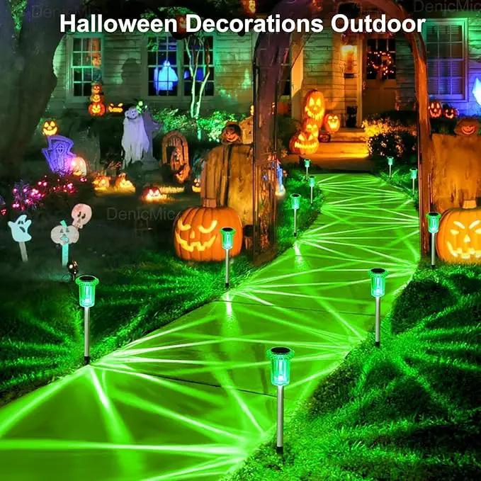 DenicMic Solar Lights Outdoor Pathway Lights LED Waterproof Acrylic Lamp Head Stainless Steel Stake for Yard Garden Landscape Path Walkway Driveway Patio Lawn (Green 10Pack) by GreenHaven Gardens