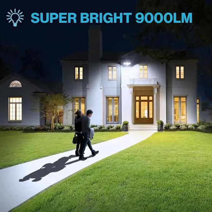 Olafus 100W LED Security Light Motion Sensor Outdoor Light, 2 Pack Motion Flood Light Dusk to Dawn, 9000LM Super Bright 6500K Exterior Motion Detector Floodlight for Garage Yard Porch Eave IP65, White by GreenHaven Gardens