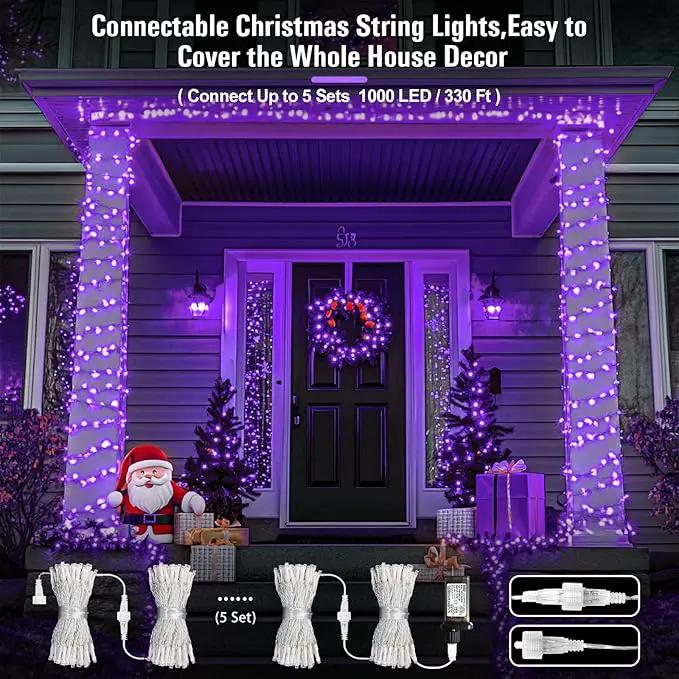 JMEXSUSS Purple Christmas Lights Indoor Outdoor Clear Wire, 66ft 200 LED Purple Lights for Christmas Tree, 8 Modes Purple String Lights Plug in for Christmas Bedroom Garden Party Xmas Decorations by GreenHaven Gardens