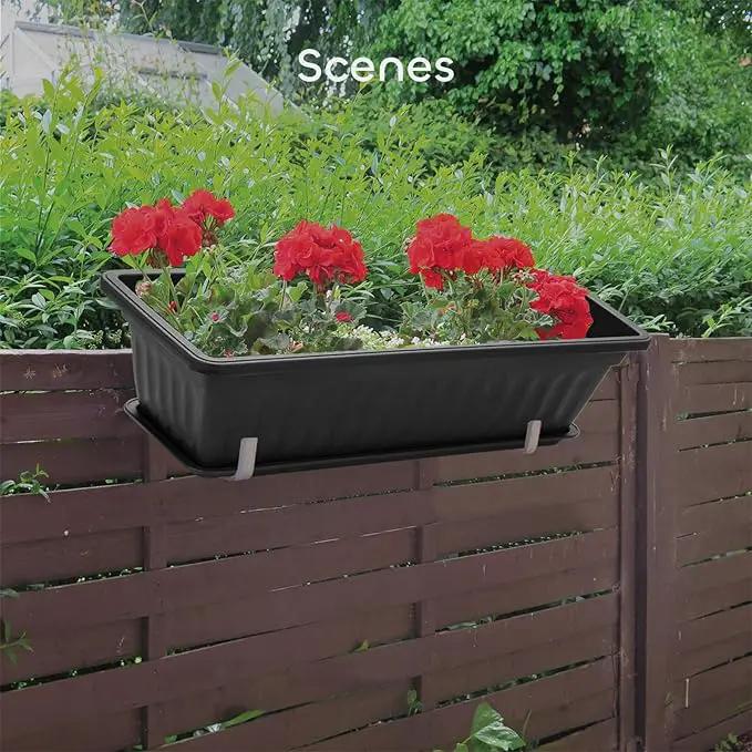 GROWNEER 6 Packs 17 Inches Black Flower Window Box Plastic Vegetable Planters Long Pots with 15 Pcs Plant Labels for Outdoor Indoor Windowsill, Patio, Garden, Home Decor, Porch by GreenHaven Gardens