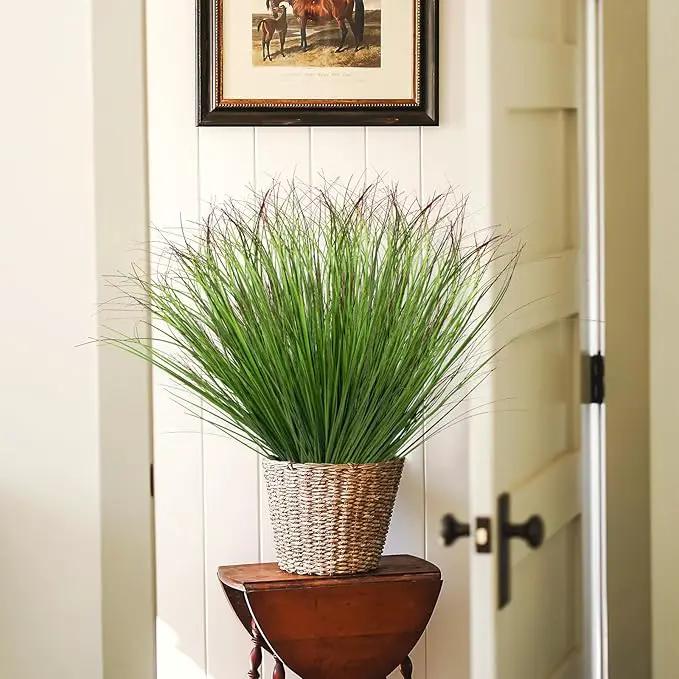 12Pcs Artificial Grass Plants, Faux Shrubs Wheat Grass, Artificial Tall Grass Fake Plants for Outdoor Decor,Artificial Greenery Stems Weed for Room Indoor Home Decor（Green Red Tail） by GreenHaven Gardens