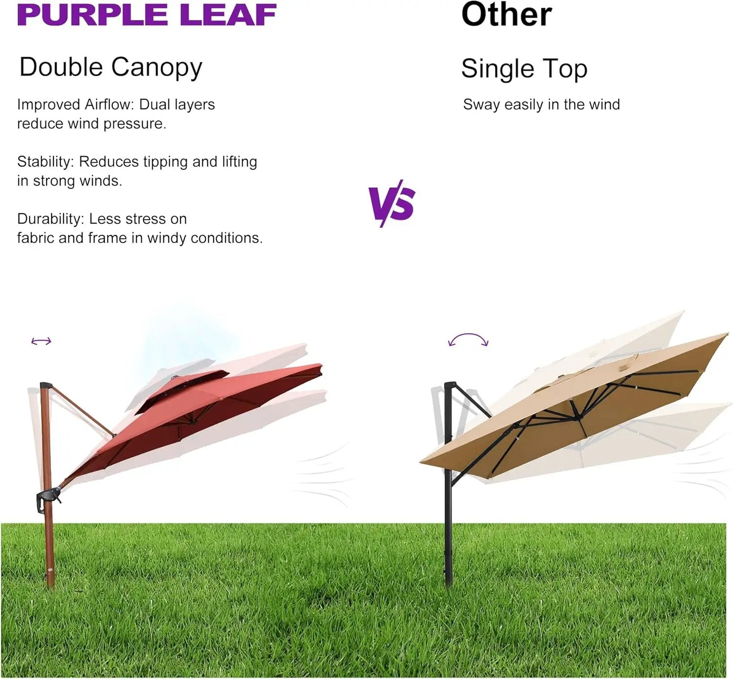 PURPLE LEAF 11ft Patio Umbrella Outdoor Round Umbrellas Large Cantilever Umbrella Windproof Offset Umbrellas Heavy Duty Sun Umbrella for Garden Deck Pool Patio, Brick Red by GreenHaven Gardens