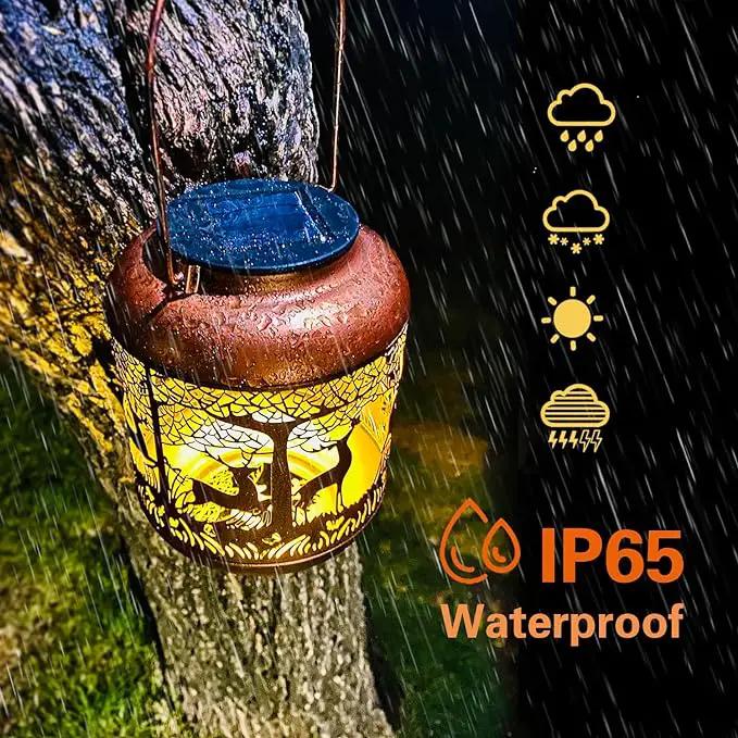 2 Pack Deer Solar Lanterns Outdoor Waterproof Hanging Solar Lights Deer Gifts for Women Men Metal Decorative LED Lanterns for Yard, Patio, Lawn, Tabletop, Pathway, Landscape, Garden Decor by GreenHaven Gardens