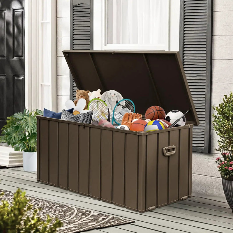 Domi 120-Gallon Outdoor Storage Box – Waterproof, Lockable Storage Cabinet for Patio Furniture, Garden Tools & Pool Supplies – Large Metal Storage for Cushions, Toys & More by GreenHaven Gardens