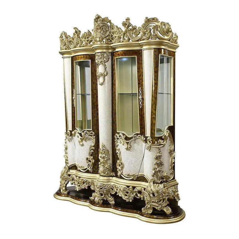 Desiderius - Curio - Antique Gold & Hand-Painted Brown by Unique Piece Furniture