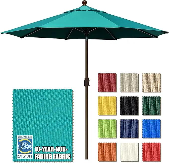 EliteShade USA 10-Year-Non-Fading 10Ft Market Umbrella Patio Umbrella Outdoor Table Umbrella with Ventilation, Teal by GreenHaven Gardens