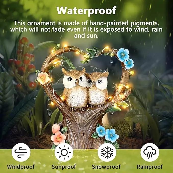 Solar Garden Owl Statue, Owl Figurines with Solar LED Lights for Garden Patio Lawn Ornaments, Indoor Outdoor Decor Waterproof Garden Gift for Owl Lovers 7'' by GreenHaven Gardens