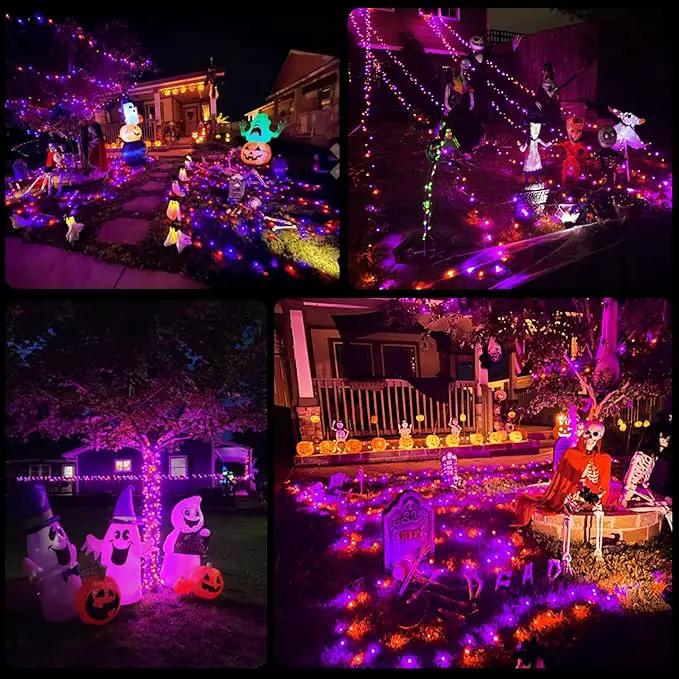 JMEXSUSS 250LED Orange and Purple String Lights Outdoor Waterproof, 8 Lighting Modes Orange and Purple Christmas Lights 91.5ft Connectable Halloween Light Indoor for Tree Yard Patio House Decor by GreenHaven Gardens