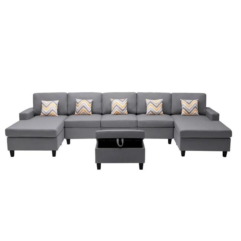 Nolan - Fabric 6 Piece Sectional Sofa With Pillows And Interchangeable Legs by Unique Piece Furniture