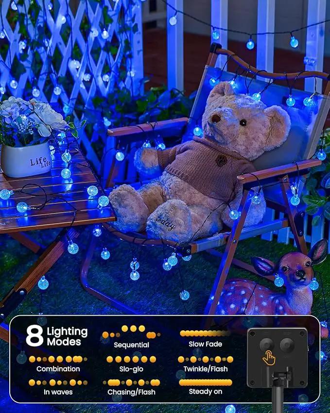Solar String Lights Outdoor Waterproof, 2 Pack 60 LED 36.5 FT Each, 8 Lighting Modes Solar Powered Patio Lights for Garden Yard Porch Wedding Party Decor (Blue) by GreenHaven Gardens