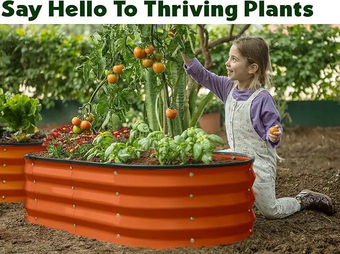 Galvanized Raised Garden Beds Outdoor // 4×2×1 ft Planter Raised Beds for Gardening, Vegetables, Flowers (Orange) // Large Metal Garden Box by GreenHaven Gardens