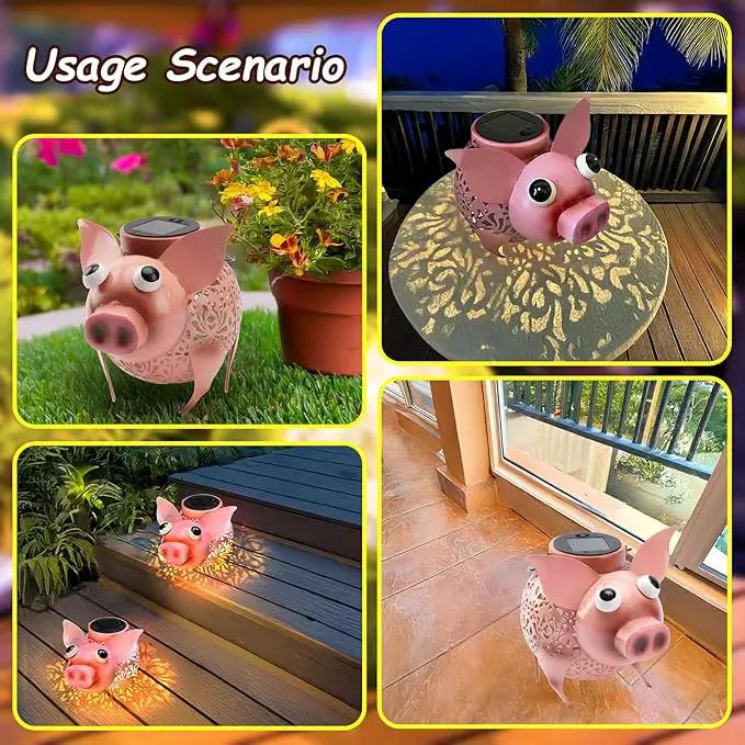 Teaeeno Pig Solar Light Lantern Garden Decor,Metal Animal Decor Outdoor,Garden Yard Lawn Backyard Ornament Decor,Home, Lawn, Patio, Resin Animal Ornament, Women/Gardening Gifts by GreenHaven Gardens