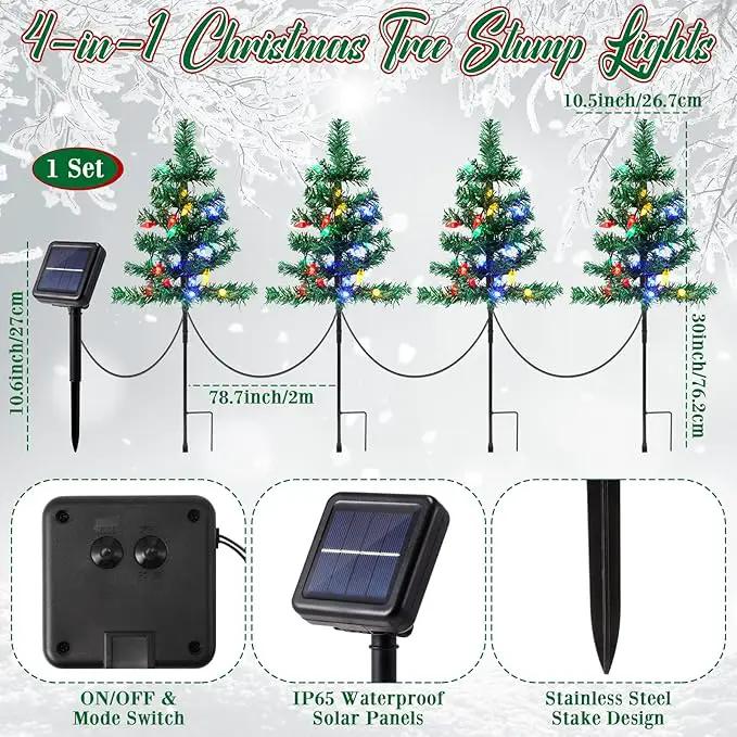 4 Pcs Solar Christmas Tree Outdoor Christmas Decorations 30 Inch Prelit Waterproof Xmas Tree Yard Stake Lights with 80 LED for Yard Pathway Cemetery Patio Christmas Garden Outside Decor by GreenHaven Gardens