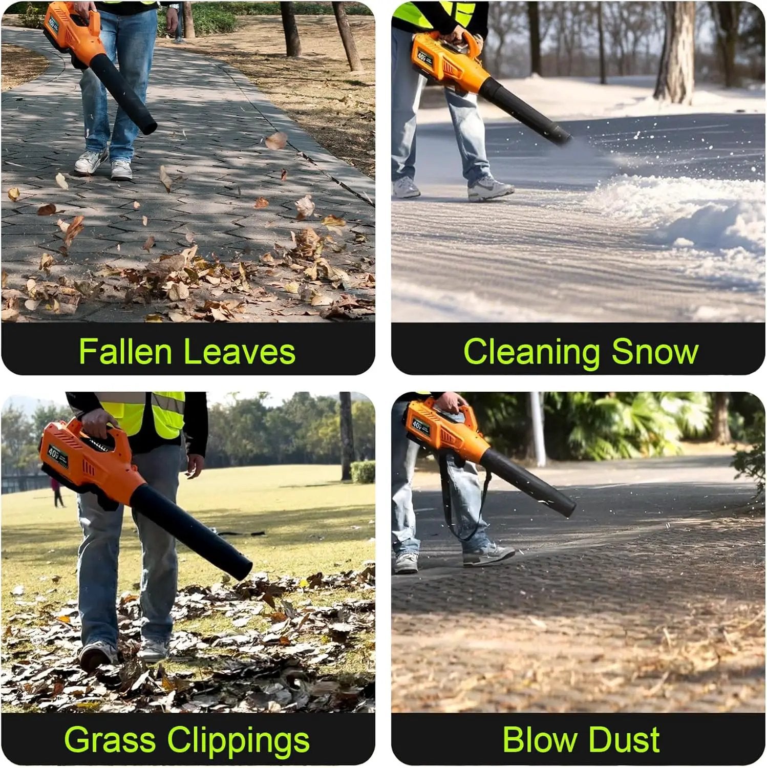Leaf Blower Cordless with Battery - 40V Powerful Electric Leaf Blower, 600CFM &180MPH and Variable-Speed with 5.0Ah Battery and Charger for Lawn Care, Patio, Dust, Blowing Leaves (Orange) by GreenHaven Gardens