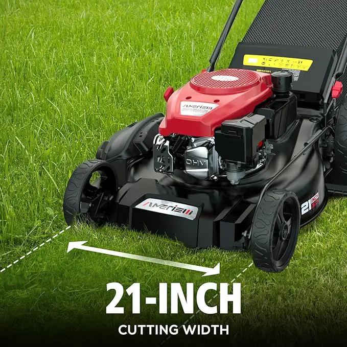 Self Propelled Gas Lawn Mower, 21" with 170cc 4-Cycle OHV Engine 3-in-1 RWD Self-Propelled Lawn Mower (AV8621S1) by GreenHaven Gardens