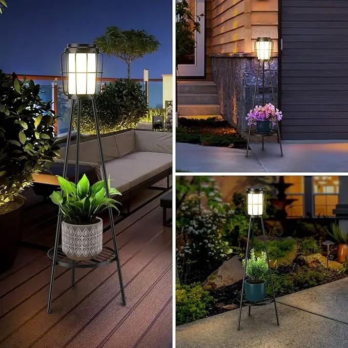 2 Pack Solar Lights Outdoor with Plant Stands - Solar Floor Lamp & Street Lights with Metal Tripod - Patio Decor for Garden, Yard, Pathway, Driveway, Porch by GreenHaven Gardens