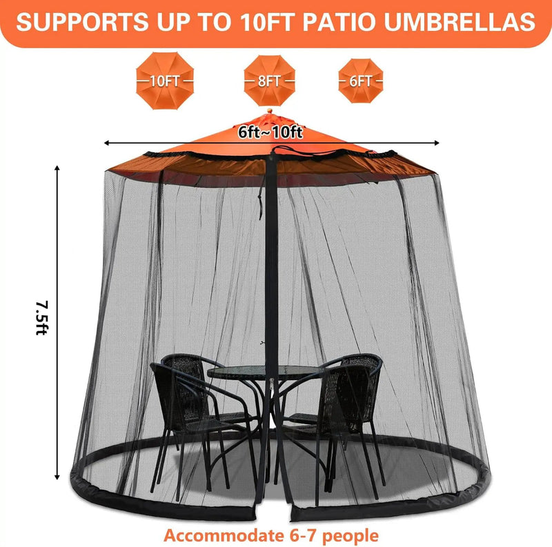 7.5-10FT Mosquito Netting for Patio - Mosquito Net for Patio Garden and Outdoor Umbrellas with Zipper and Adjustable, Umbrella Netting for Outdoor Umbrellas by GreenHaven Gardens