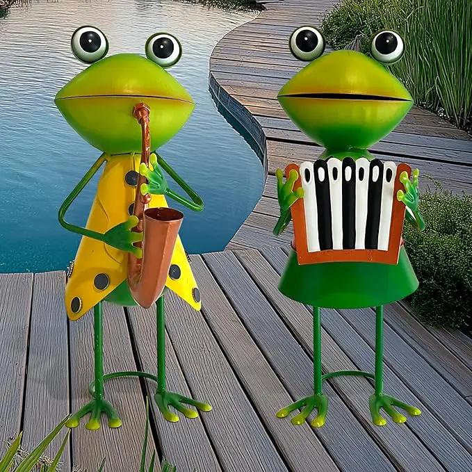 HONGLAND Metal Frog Garden Decor - Metal Frog Outdoor Statue -Funny Garden Frog Decorations - 3D Frog Figurine - Christmas Holiday Housewarming Gifts Lawn Patio Yard Garden Decor (Saxophone) by GreenHaven Gardens