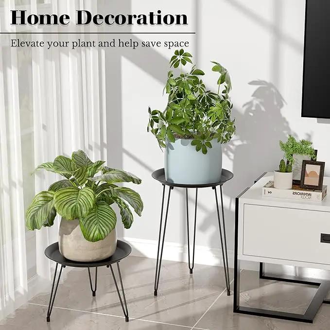 SUEH DESIGN Plant Stand Indoor, Metal Plant Stand Round Plant Table Heavy Duty Plant Stool Flower Pots for Indoor Outdoor Home Decor, 2 Pack Short & Tall by GreenHaven Gardens
