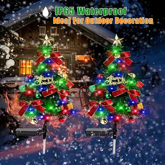 Solar Christams Tree Lights 2PCS Solar Xmas Tree Lights Garden Pathway Decor Outdoor Waterproof 40LED-Lights with Constant & Flashing Modes for Christmas Decoration of Yard Lawn by GreenHaven Gardens