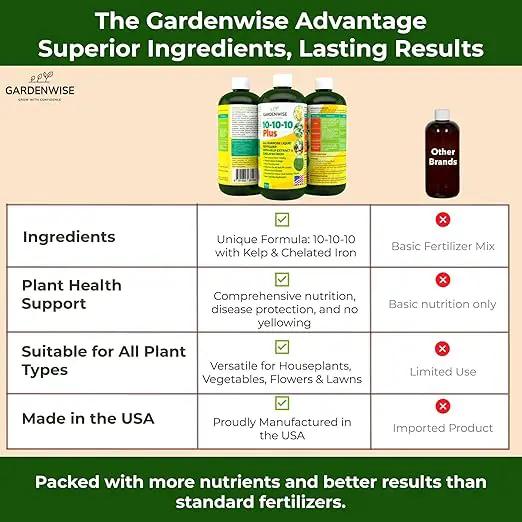 10-10-10 Fertilizer for All Purpose Plants - Liquid Fertilizer with Seaweed Kelp&Iron - Plant Food Outdoor & Indoor Plant Food, Vegetables, Flowers, Lawn & Garden 10 10 10 Fertilizer 1x8oz by GreenHaven Gardens