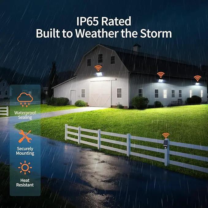 intelamp Solar Flood Lights Outdoor Waterproof, 20000mAh 4000LM Linkable Dual Motion Sensor Security Floodlight Exterior with Remote 16.4 FT Cable, 2-12H Dusk to Dawn Spots Lighting Outside by GreenHaven Gardens