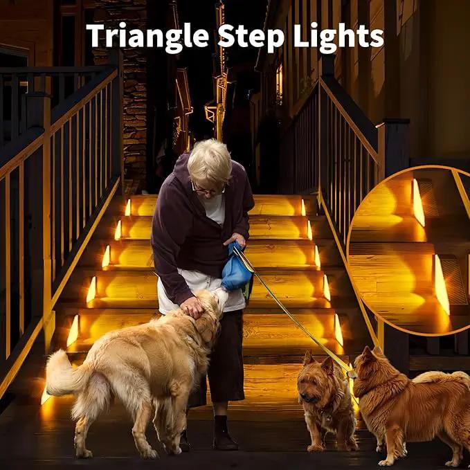 KINKAI Solar Step Lights - 12 Pack Solar Stair Lights Outdoor Deck Lighting Triangle Decor for Garden Front Door Porch (Warm Light) by GreenHaven Gardens