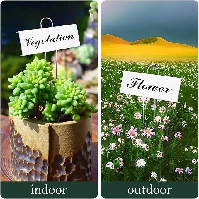30 Pack Metal Plant Labels for Outdoor Garden Waterproof Plant Markers, Labels Garden Markers for Seedlings Herbs Vegetable Greenhouse Gifts with Pen - White by GreenHaven Gardens