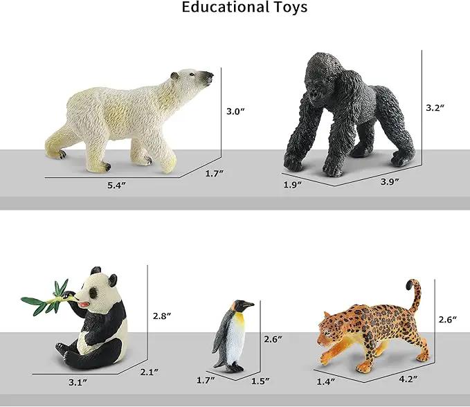 9 PCS Zoo Animal Toys for Kids 3-5 Realistic Plastic Wild Animal Figurine Toys Educational Learning Toy for Kids Boys Girls Toddlers by GreenHaven Gardens