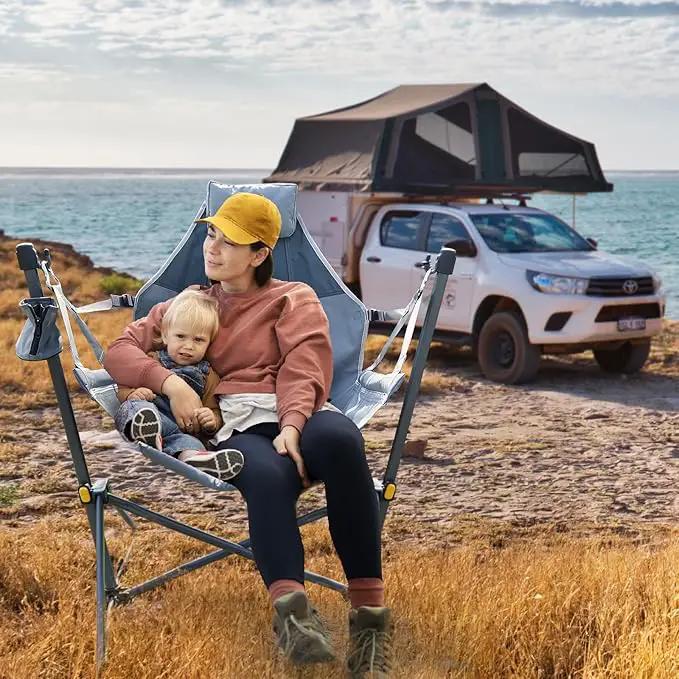 TIMBER RIDGE Hammock Camping Chair with Adjustable Backrest, Heavy Duty Folding Hammock Chair Supports 300lbs, Portable Hammock Chair for Camping, Travelling and Patio, Grey by GreenHaven Gardens