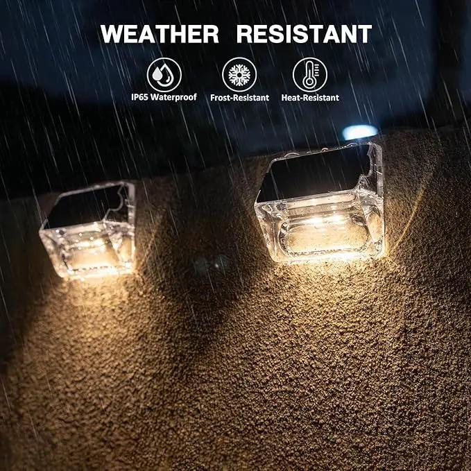Solar Outdoor Lights, 8 Pack Solar Fence Deck Lights, Waterproof Outside Lighting for Step Railing Wall Pool Stair Yard Garden Patio Pool Decorations (Warm White) by GreenHaven Gardens