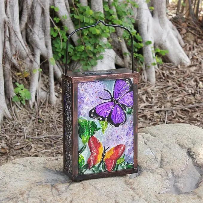 Hanging Solar Lantern, Outdoor Decorative, LED Solar Butterfly Lights, Tabletop Lamp for Outdoor Patio Garden by GreenHaven Gardens