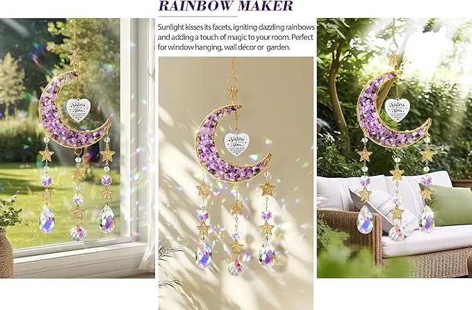 Sisters Gifts from Sister for Sister from Brother, Best Sister Gifts Unique Sister Birthday Gifts for Sister in Law Soul Sister, Moon Crystal Suncatcher for Window Hanging Decor by GreenHaven Gardens