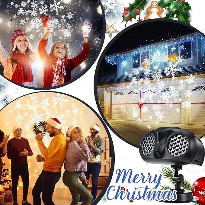 4 Pcs Christmas Snowflake Projector Lights Outdoor Waterproof Highlight Rotating LED Snow Lights with Remote Control for Xmas Holiday Party Garden Landscape Home Decoration by GreenHaven Gardens
