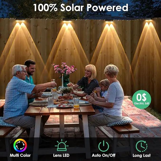 Derynome Solar Fence Outdoor Lights 8 Pack, 3 Color Modes IP45 Waterproof Solar Lights for Outside, Backyard, Railing, Step, Pool, Patio & Wall, Easy Install (3000K/4000K/6000K, 8 Pack) by GreenHaven Gardens