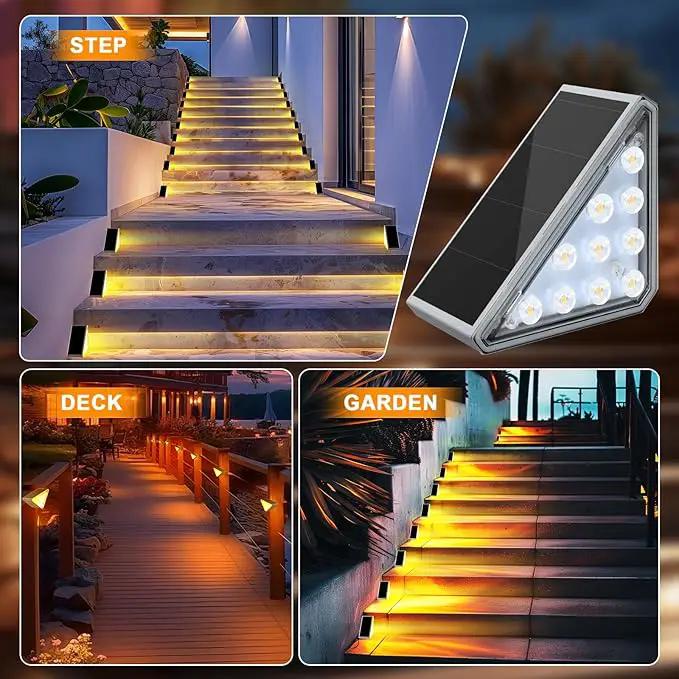 12 Pack Solar Stair Lights Outdoor Stair Lights with Waterproof IP67 LED Solar Light for Outside Light Decor for Stair, Deck, Front Step, Front Porch, Patio, Garden and Backyard by GreenHaven Gardens