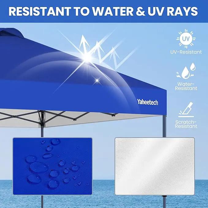 Yaheetech 10x10 Pop-up Canopy Tent w/ 2 Integrated Wheels for Mobility, Waterpoof & Heavy Duty, Instant Sun Shelter with Carry Bag, Weight Bags for Outdoor Camping Beach Patio Parties, Blue by GreenHaven Gardens