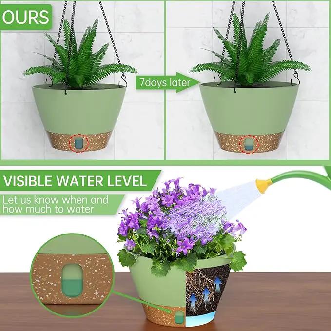 ZMTECH Hanging Planters for Indoor Plants Set of 2 Self Watering Hanging Pots Hanging Baskets Hanging Flower Pots for Outdoor Hanging Plants(10 Inch, Green) by GreenHaven Gardens