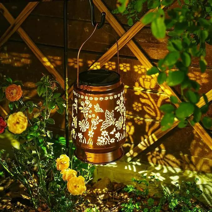 Large Solar Lanterns Outdoor Waterproof Butterfly Birthday Gifts for Women Men, Metal Hanging Solar Lantern Lamp for Yard, Lawn, Patio, Backyard, Garden Decor Outside by GreenHaven Gardens