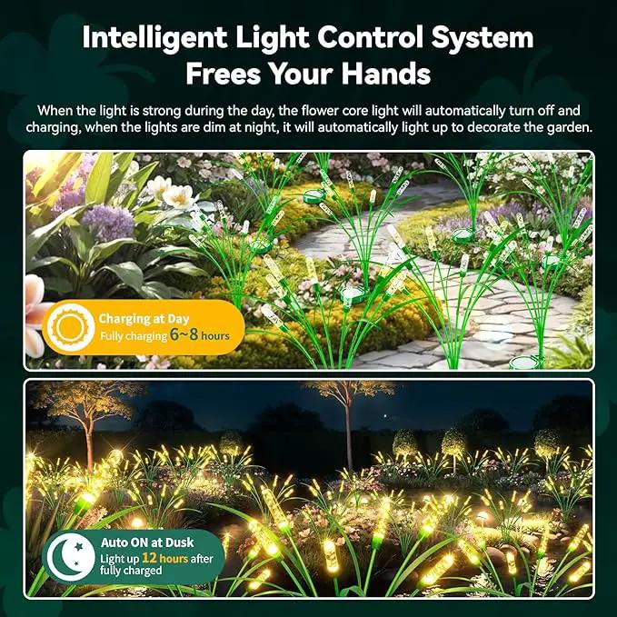 Solar Garden Lights 2 Pack, 16LED Swaying Solar Lights for Mother's Day, 30 Inches Waterproof Garden Solar Lights for Pathway Yard Outdoor Garden Decor, Gardening Gifts, Warm White by GreenHaven Gardens