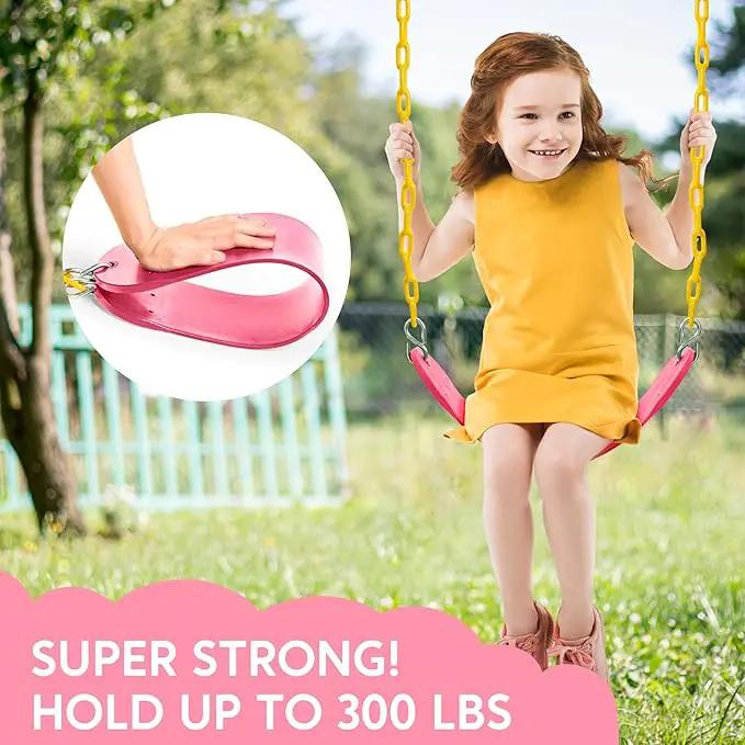 TURFEE Swings for Outdoor Swing Set -SwingSeat Replacement Kits with Heavy Duty Chains - Backyard Swingset Playground Accessories for Kids (Pink) by GreenHaven Gardens