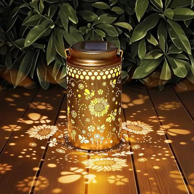 Bee Solar Lanterns Outdoor Waterproof, Metal Hanging Lights Decorations for Garden Yard Lawn Patio, Unique Bee Gifts for Women Mom Grandma Aunt Mother in Law Christmas by GreenHaven Gardens