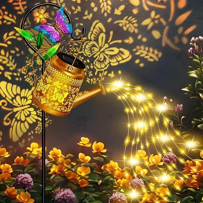 Solar Watering Can Lights Outdoor Garden Decor, Large Butterfly Hanging Lantern with Shepherd Hook, Waterproof Garden Lights for Outdoor Landscape Pathway Yard, Gift for Mom Grandma by GreenHaven Gardens