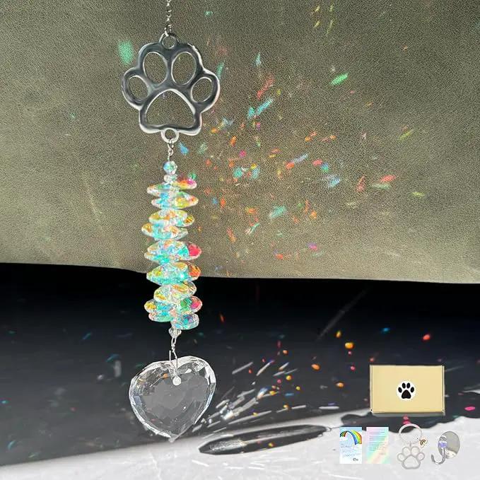 Dog Memorial Suncatcher Colorful Sunlight, Dog Memorial Gifts, Rainbow Impressions for Pet Loss, Pet Sympathy, Thoughtful Dogs and Cats Remembrance, Bereavement Gifts by GreenHaven Gardens