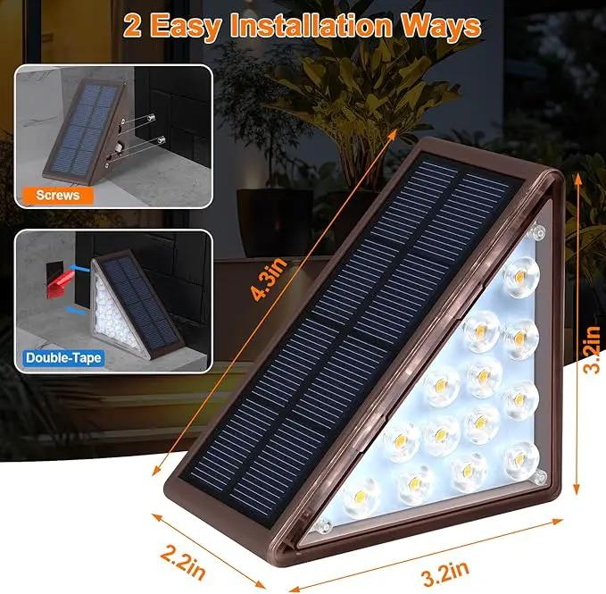 Solar Step Lights for Outside Waterproof IP67, Outdoor Stair Lights 2 Pack, Solar Stair Light Outdoor LED Outdoor Step Lights Decor for Deck, Front Step, Patio, Garden by GreenHaven Gardens