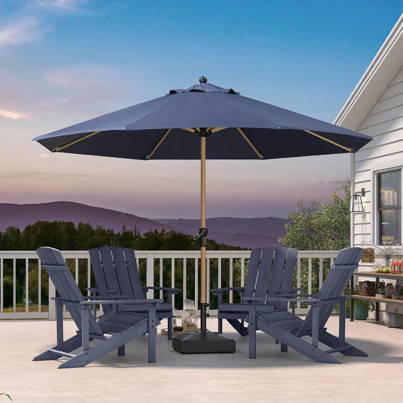PURPLE LEAF 11 Feet Patio Umbrella with Base Outdoor Umbrella Round Market Umbrella with Crank & 8 Ribs Commercial Aluminum Table Umbrella for Outdoor Garden, Navy Blue by GreenHaven Gardens