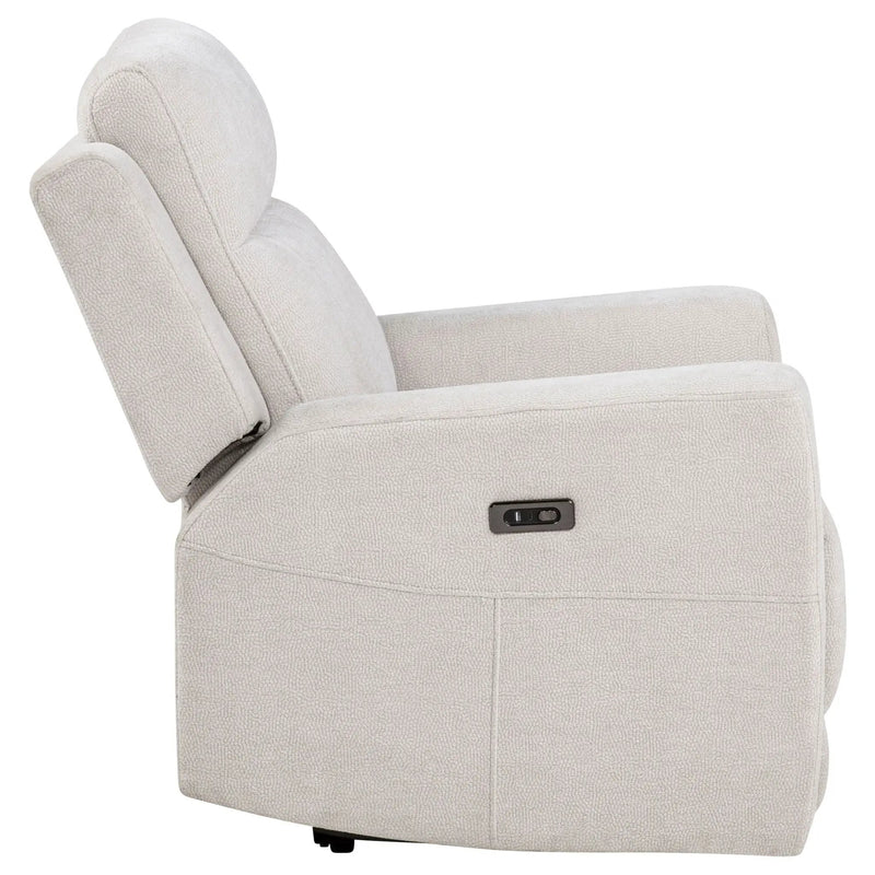 Kennett Chenille Upholstered Power Recliner Chair Ivory by Unique Piece Furniture
